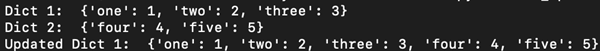d.update(b) - output