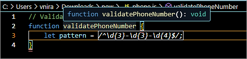 code with the regular expression