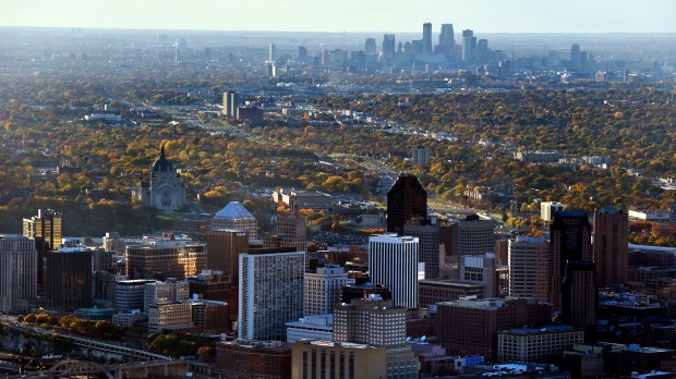 jea 1915 fall aerieals.JPG An aerial view of downtown St. Paul