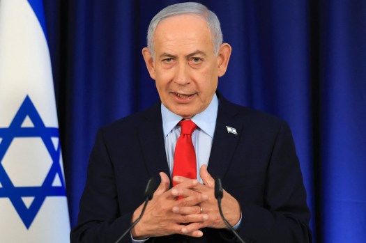 GettyImages-2266894938 Israeli Prime Minister Benjamin Netanyahu speaks during a press conference in Jerusalem on March 19, 2026.
