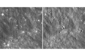 SpaceX_Moon_Crash_78552-1 Black-and-white photos of the moon's surface side by side