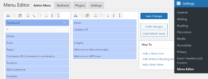 Rearrange admin menu items Rearrange admin menu items