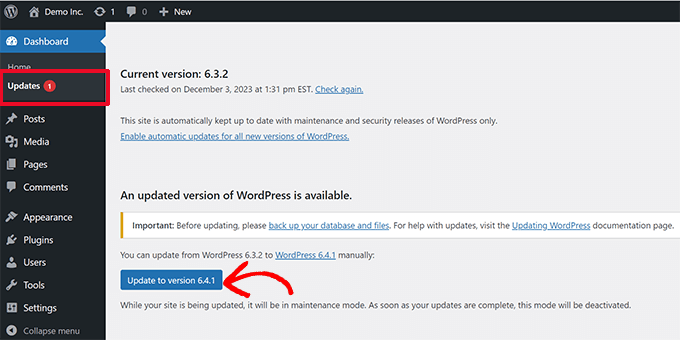 Easily update WordPress Easily update WordPress